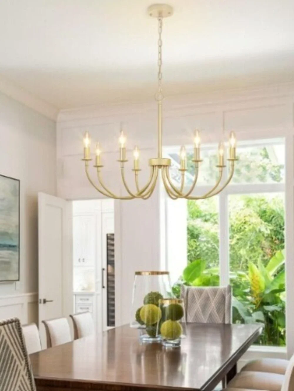8-Light Adjustable Height Gold Chandelier